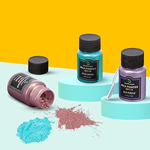 Smalltongue Mica Powder for Epoxy Resin, 36 Colors, 0.35 oz(10g) Bottles Mica Glitter Powder, Mica Pigment Powder for Lip Gloss, Soap Making, Bath Bomb, Art Crafts, Resin Dye, Nails