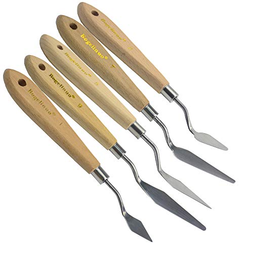 AebDerp 5 pcs Big Palette Knives for Oil, Canvas, Acrylic Painting Tool Set Oil Painting Spatula Shovel Paint Knife with Wooden Handle (P1)