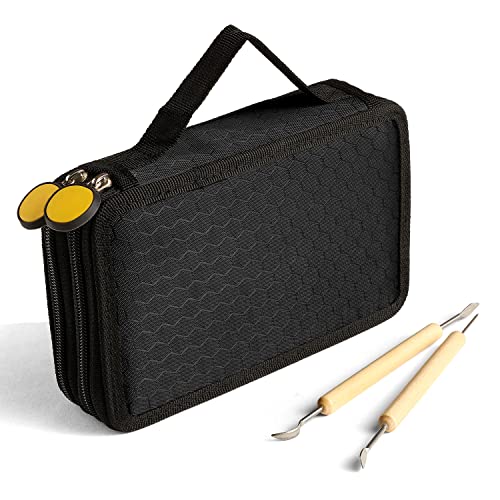 Blisstime Set of 30 Clay Sculpting Tool Wooden Handle Pottery Carving Tool Kit Carrying Case Apron