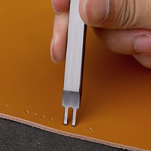 Leather Stitching Punch, Leather Hole Punch, 2 Leather Prong Punch Leather Lacing Stitching Punch Tool for DIY Leather Craft(4mm)
