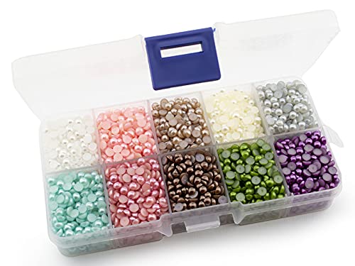 Summer-Ray 4mm Assorted Color Flat Back Pearl in Storage Box (Color Collection #3)