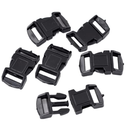 JGFinds Paracord Bracelet Clasps - 48 Pack, Small, Black Plastic Paracord Bracelet Clips and Buckles, 29mm (1 1/8") x 16mm (5/8"), Breakaway Quick Release Parachute Backpack Buckle
