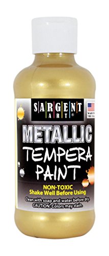 Sargent Art 8 Ounce Gold Metallic Tempera Paint, Non-Fading, Rich Vivid Pigments, Brilliant Matte Finish, Fast Dry Formula, Non-Toxic