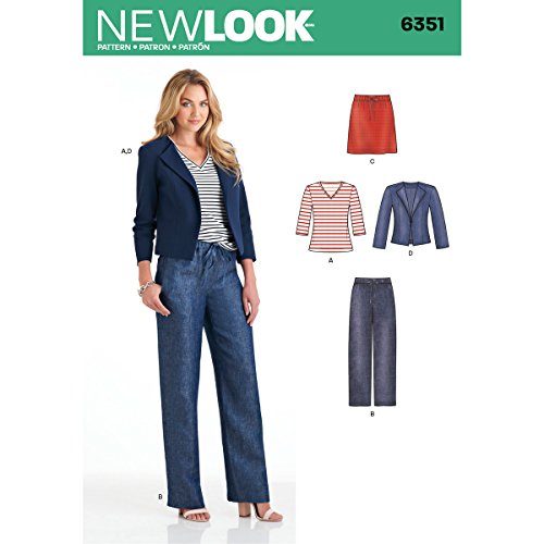 Simplicity New Look Patterns UN6351A Misses' Jacket, Pants, Skirt and Knit Top, A (10-12-14-16-18-20-22)