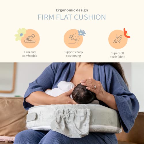 My Brest Friend Super Deluxe Nursing Pillow for Breastfeeding and Bottlefeeding with Lumbar Support, Convenient Pocket and Removable Slipcover, Platinum