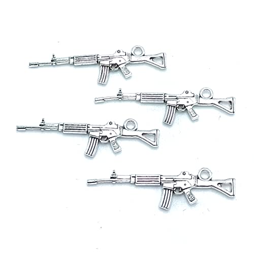 30pcs Charms Tibetan Silver Submachine Gun Pistol Pendant Charms Pendants, for DIY Earring Necklace Bracelet Jewellery Supplies and Crafts Making 43 X 12mm (Antique Silver)
