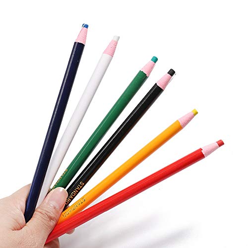 12 Pieces Sewing Mark Chalk Pencil Tailor's Marking and Tracing Tools Free Cutting Chalk Sewing Fabric Pencil，6 Colors (Red)