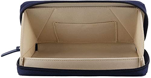 SUN-STAR FLat Pencil Case Compact, Cosmetic Makeup Pouch, Lay Flat Pen, Navy