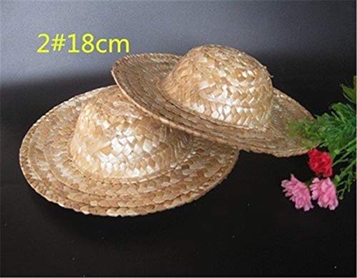 10Pcs DIY Painting Straw Hat 8/7/6/5inch Handcraft Weaving Figure Doll Toy Accessories Home Decoration (7inch)