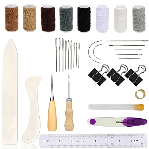 35 Pieces Bookbinding Kit Starter Tools Set for DIY Bookbinding Crafts and Sewing Supplies.