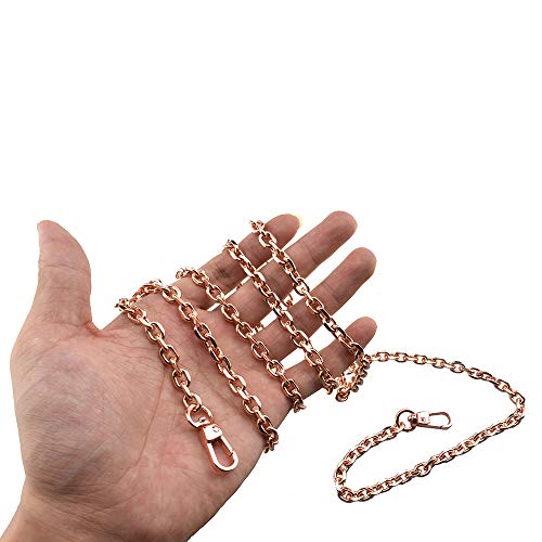 HAHIYO Mini Pochette Purse Chain Strap Thin Wide 6mm for LV Length 47.2 inches Thick 2mm Rose Gold for Shoulder Cross Body Sling Handbag Wallet Clutch Comfortable Flat Metal Strap 1 Pack