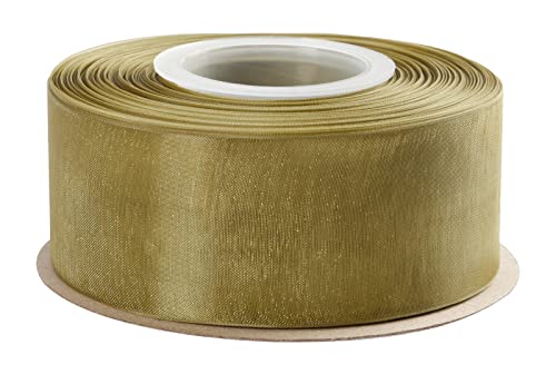 Joycrosso 1-1/2 Inch Moss Shimmer Sheer Organza Ribbon Sheer Chiffon Ribbon 50 Yards-Roll Multiple Colors Available for Gift Wrapping Wedding Events Christmas Décor