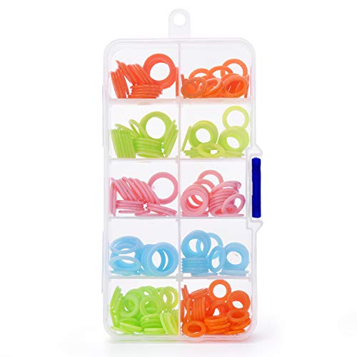 240 Pieces Knitting Stitch Marker, Plastic Smooth Coloured O-Rings with Clear Storage Box, Crochet Ring Assorted Knitting Needle Clip Multiple-Size