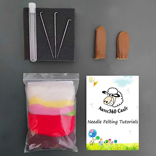 Artec360 Rabbit Needle Felting Kits 4" - Needles, Finger Guards, Black High-Density Foam Mat, Instructions