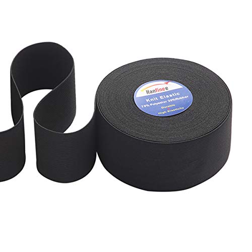 HANFINEE 2 Inch Wide Sew on Elastic Band Knitted Elastic with Heavy Stretch for Sewing Crafts DIY,Waistband,Bedspread,Cuff (Black,10 Yards)