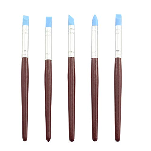 Tegg Clay Sculpting Tool 5PCS 5 Size Rubber Tip Silicon Brushes Pottery Clay Pen Shaping Carving Tools