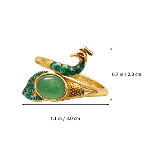 EXCEART 2pcs Adjustable Knitting Loop Crochet Ring Peacock Crochet Rings Woven Rings Metal Yarn Guide Finger Holder Knitting Thimble for Home Crochet Knitting Tools