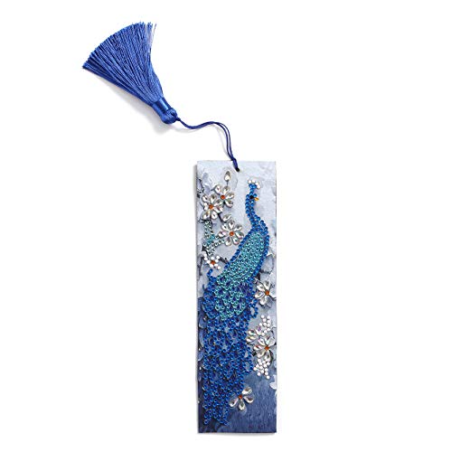 Diamond Painting Bookmarks -Diamond Painting by Number Kits,Painting Cross Stitch Peacock Partial Drill Crystal Rhinestone Embroidery Pictures Arts Craft for Reading Gift Ross Beauty