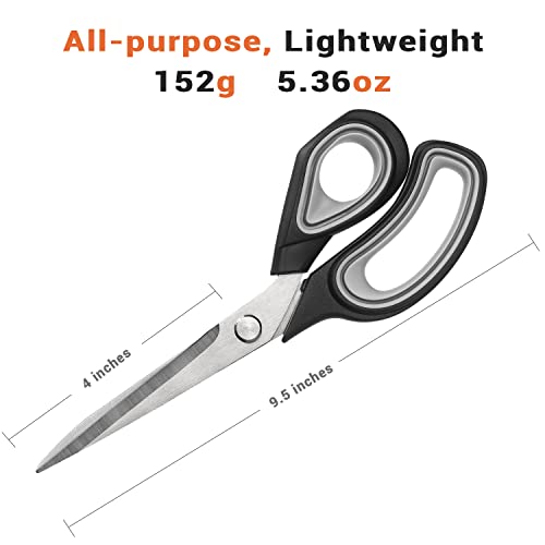Premium Tailor Scissors Heavy Duty Multi-Purpose Titanium Scissors Professional for Leather Cutting Industrial Sharp Sewing Shears, Gray