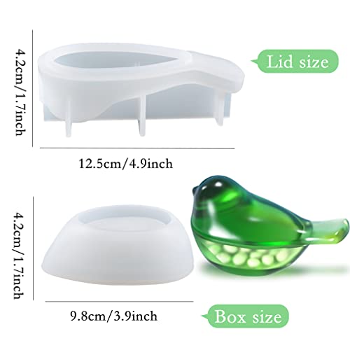 FineInno Bird Storage Box Silicone Mold Jewelry Jars Epoxy Molds with Lids Resin Mold Bottle 3D Casting Molds Epoxy for Jewelry Storage,DIY Crafts (Resin Mold)