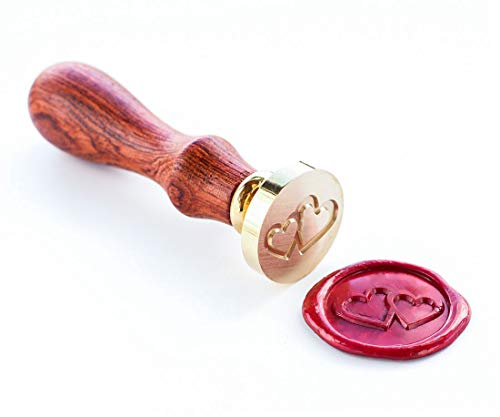 VOOSEYHOME Two Intertwined Hearts Wax Seal Stamp with Rosewood Handle, Decorating on Holiday Gift Packings Invitations Sealers Letters Cards Posters for Birthday Themed Parties Weddings Signatures