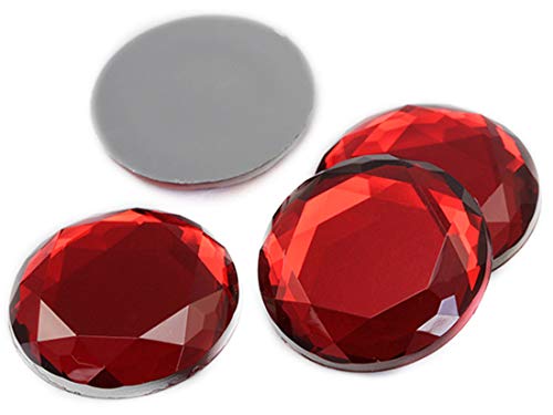 Allstarco 30mm Large Flat Back Acrylic Rhinestones, Lead Free. Pro Grade - 6 Pieces (Red Ruby)