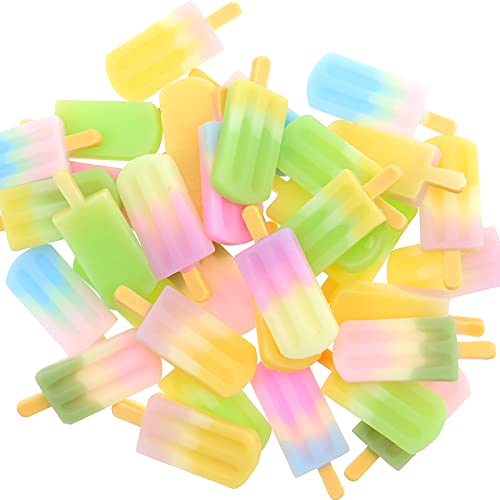 40 PCS 3D Ice-Lolly Flatback Resin Charm Assorted No Hole Beads for DIY Scrapbooking Embellishment Phone Case Decor Hair Clip Craft Jewelry Making Supplies