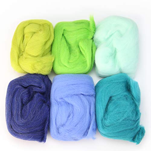 Woolbuddy Needle Felting Wool, Natural Handmade Wool Roving, 6 Vibrant Colors with Instructions (24 Wool Kit)