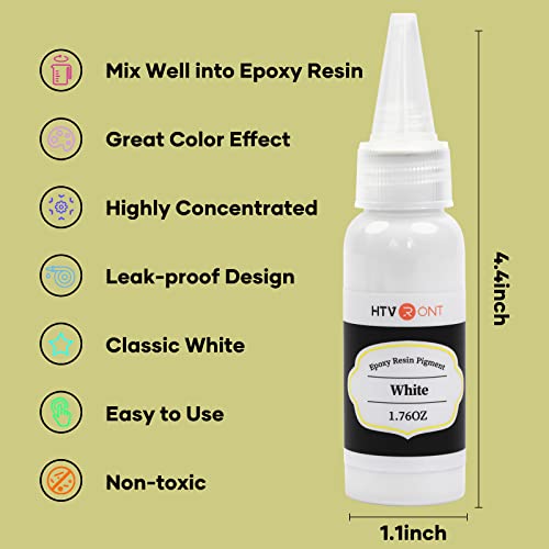 HTVRONT White Resin Pigment Paste - 1.76oz/50ml White Epoxy Dye Pigment, Higher Concentrated & Easy to Mix White Epoxy Pigment for Resin Coloring, Ocean Waves and Water Effects