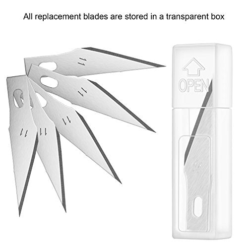 4 Pieces Craft Knife Hobby Knife with 40 Pieces Stainless Steel Blades Kit for Cutting Carving Scrapbooking Art Creation (Yellow, Green, Blue, Silver)