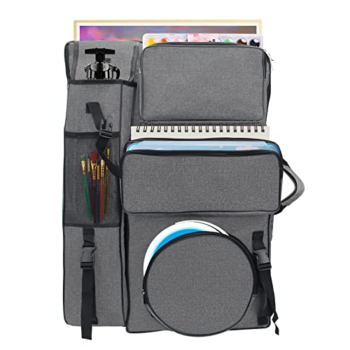 Art Portfolio Carry Bag 20" x 26", Boyistar Canvas Art Portfolio Backpack Traveling Outdoor Drawing Portfolio Case Large Capacity Artist Carrying Bag/ Tote Bag for Drawing Board, Screen, Accessories