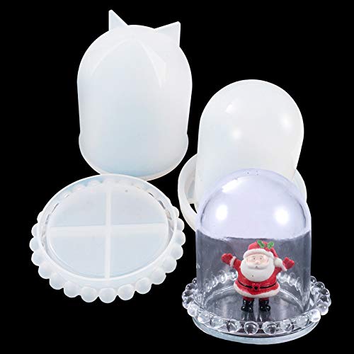 Cloche Bell Jar Display Dome Resin Mold with Base Dice Cup Silicone Mould Set Creative Jewelry Collectibles Showcase Holder Display Jar Resin Crafts for Epoxy Casting Home Decor Party Supplies