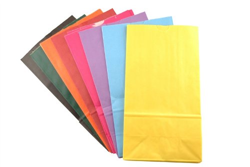 Hygloss Products Colored Paper Bags - Party Favors, Puppets, Crafts & More - Large Paper Bags - 6# Size - 6 x 3.5 x 11 Inches - Bright Assorted Colors - 100 Pack