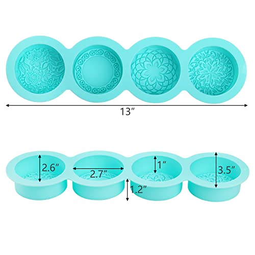 Hedume 3 Pack Silicone Soap Molds, 4-Cavity Different Flower Shapes Silicone Baking Mold, Handmade Soap Molds, Nonstick & BPA Free, Perfect for Soap Making, Handmade Cake Chocolate Biscuit