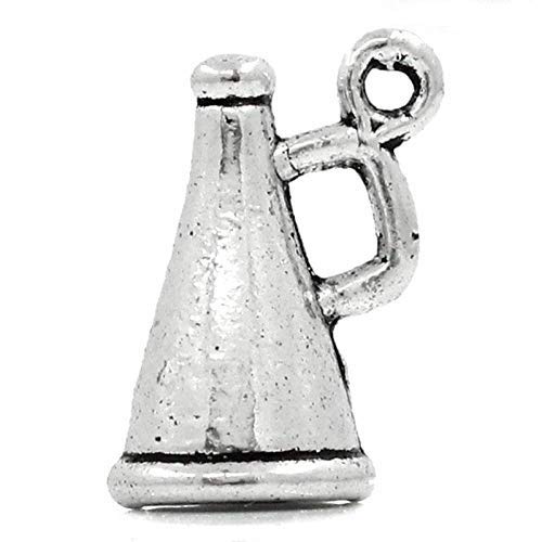 KARMELLING Alloy Charms Megaphone Charms Pendants, 50PC/Pack, Antiqued Silver, 16mm x 9mm(5/8" x 3/8")