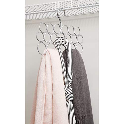 iDesign Axis Metal Loop Scarf Hanger, No Snag Closet Organization Storage Holder for Scarves, Men's Ties, Women's Shawls, Pashminas, Belts, Accessories, Clothes, 18 Loops ,0.3" x 9.9" x 11.2", Chrome