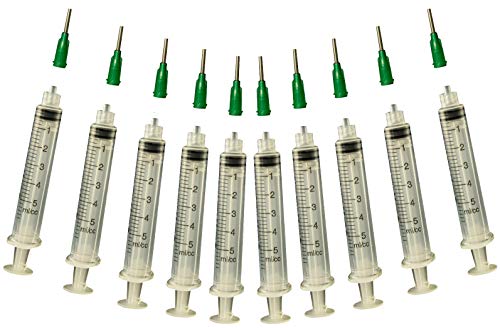 Creative Hobbies® Glue Applicator Syringe for Flatback Rhinestones & Hobby Crafts, 5 Ml with 14 Gauge Olive Precision Tip - Value Pack of 10
