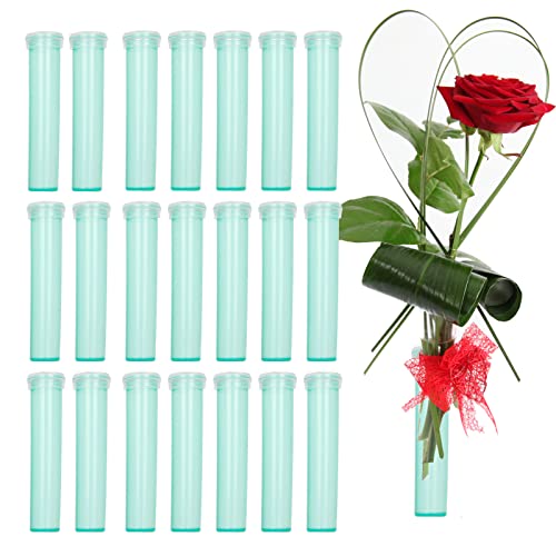 LISHINE 200 Pack Floral Water Tubes 2.8 Inch Flower Water Tubes Small Flower Vials with Caps for Water Mini Single Floral Stem Water Tubes for Flower Arrangement, Milkweed, Cutting