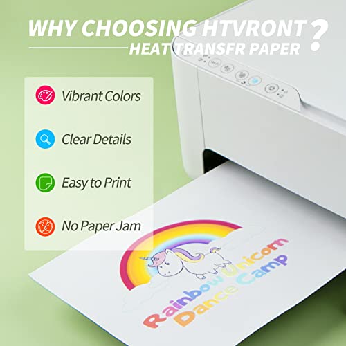HTVRONT Printable Heat Transfer Vinyl - 20 Pack Heat Transfer Paper for T Shirts 8.5" X 11" - Wash Durable Printable HTV for Inkjet Printer