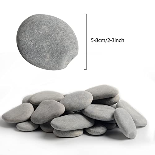 35 River Rocks for Painting, Painting Rocks Bulk for Adults, 2-3 Inches Craft Rocks, Flat Rocks for Painting, Smooth Painting Rocks for DIY Project, Gray Kindness Stones for Family Time