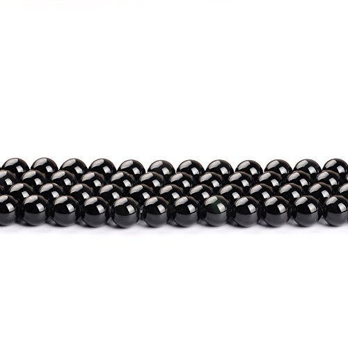Black Obsidian Gemstone Round Loose Beads Natural Stone Beads For Jewelry Making 4MM 6MM 8MM 10MM 12MM 14MM (6MM)
