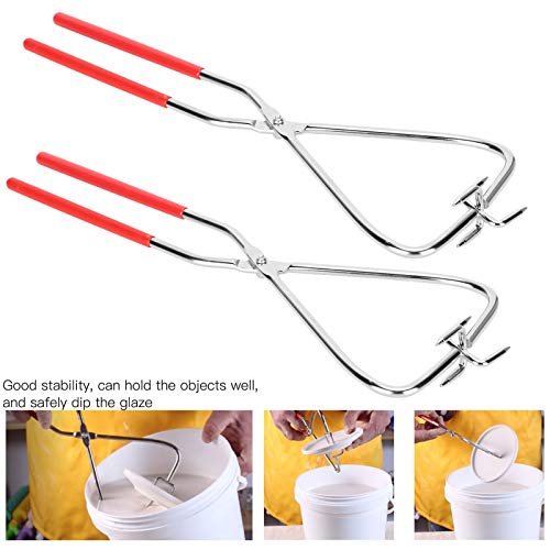 Dipping Tongs Glazing Tools, 2 Pcs Dipping Tong Pottery Tool Clay Sculpture Tongs Stainless Steel with Handle Pliers Supplies