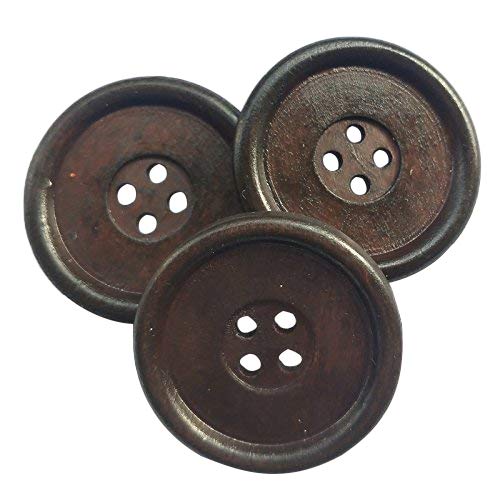 Chenkou Craft 30pcs Big Size 40mm 1 1/2" Round Wood Buttons 4 Holes Craft Sewing Button (Coffee)