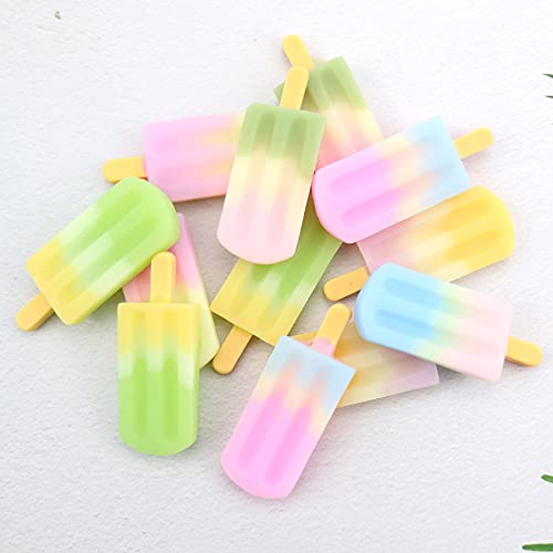 40 PCS 3D Ice-Lolly Flatback Resin Charm Assorted No Hole Beads for DIY Scrapbooking Embellishment Phone Case Decor Hair Clip Craft Jewelry Making Supplies