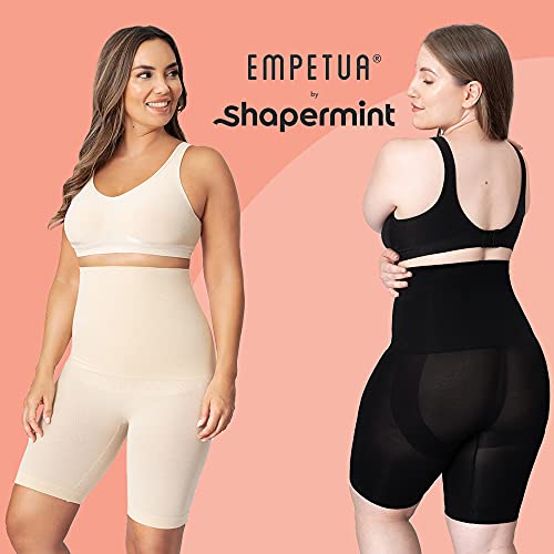 SHAPERMINT High Waisted Body Shaper Shorts - Shapewear for Women Tummy Control Small to Plus-Size Nude Large/Medium