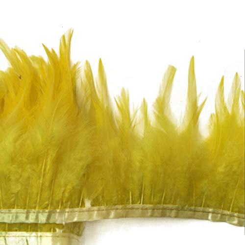 Shekyeon 2yards Rooster Hackle Feather Trim Dress Decoration(Yellow)