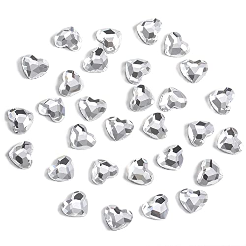 Beadsland 144pcs Hotfix Heart Rhinestones, Flat Back Heart Rhinestones, Glass Flatback Crystal Shaped Gems, 5ⅹ6mm