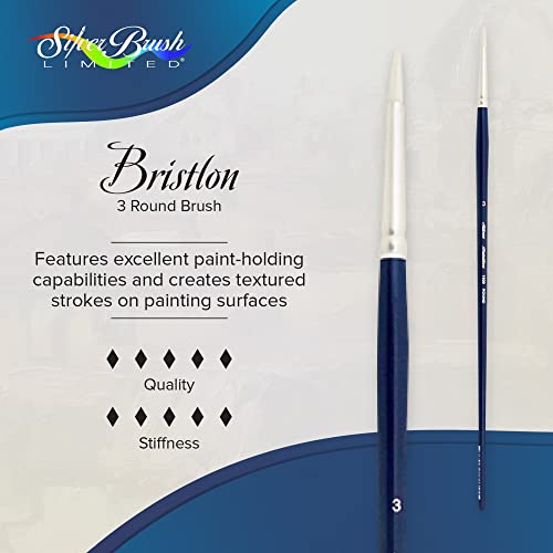 Silver Brush Limited 19003 Bristlon Round Acrylic and Oil Brush, Size 3, Long Handle