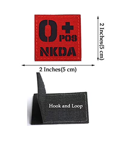 2 PCS AliPlus O+ POS NKDA Patches Blood Type Patches IR Infrared Reflective Patches Tactical Patch Hook and Loop(Red Black2*2in)