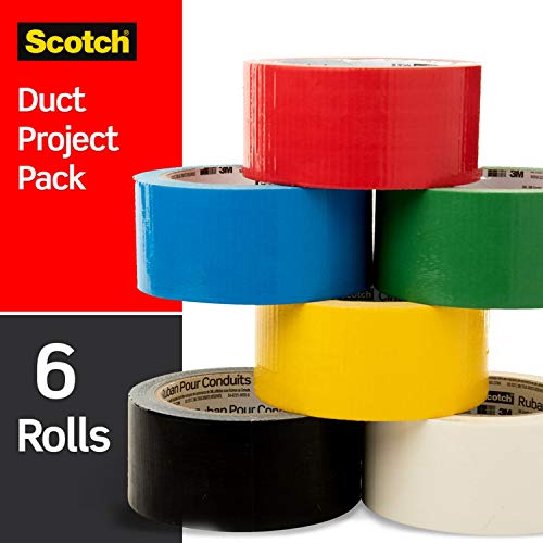 Scotch Duct Tape, 6 Rolls, Assorted Primary Colors, Durability Meets Fun (920-6-P1)